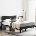 Bed Frame Metal Platform Twin Full Queen Size With Wooden Headboard Footboard