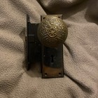 Fantastic Antique Set Brass Door Knobs Hardware Lockset With Escutcheon  Salvage