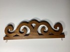 Vtg Handmade Wooden Wall Hanging Key Holder Scroll Design