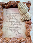 The Lords Prayer With Praying Hands Wall Art Vtg Hand Carved Frame With Picture