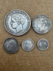 Lot 5 Coins 1895-1896 Puerto Rico 1 Peso  40 Centavos  20 Centavos  10 C  5 C 