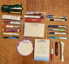 Pharmaceutical Drug Rep Lot Of 23 - Metal Pens Penlights Note Pads Stapler