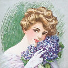4 Diff 1900s Lovely Ladies Victorian Print Collection Stone Lithograph Lot