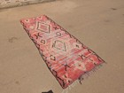 Rare Antique Pink  Wool Carpet  Handwoven Tribal Floor Rug  Moroccan Rug Vintage