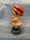 Antique Miniature Celluloid Roly Poly Girl Hold Kitten Figure Does Have Damage