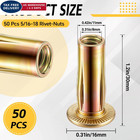 Otoolling 50 Pcs 5 16-18 Rivet Nuts  Multi Grip Threaded Insert 5 16-18  Gold