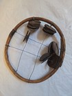 Vintage Primitive Handmade Tambourine Wood Wire Musical Instrument Antique 