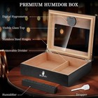 Glass Top Desktop Wood Cigar Humidor Box Storage Case With Hygrometer humidifier