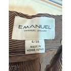 Vintage Emanuel Ungaro Striped Pleated Wide Leg Pants Trousers Brown Tan 4 38
