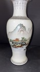 Vintage 12    Qianlong Signed Old Chinese Famille Rose Vase Landscape   Pavilion