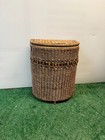Stylish Wicker Laundry Hamper With Lid - Half Round Beaded Rattan Storage Basket