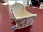 Vintage 1950s Ceramic Nursery Planter  Cradle With Blue And Flowered Glaze