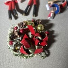 Vintage Lot 10 Wooden Plastic Felt Christmas Tree Ornaments Hand Painted Taiwan