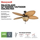 Honeywell Palm Valley 52  Tropical Led Ceiling Fan With Open Bowl Light  Bronze