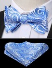 Bow Ties For Men Paisley Bowties Mens Self Tie Blue Bow Tie And Pocket Square   