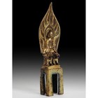 Antique Chinese Gilt Bronze Wei Lion Throne Maitreya Votive Buddha Statue                