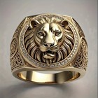 Men s Lion Head Zircon Ring     Bold Statement Jewelry