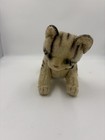 Vintage Steiff Plush Tabby Cat Green Glass Eyes Leather Collar Stuffed