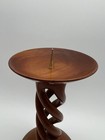 Vtg Rare Danish Modern Teak Wood Candle Holder Twist Design Mcm Unique Stunning