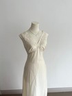 Vintage Ivory Satin Slip Dress Lace Embroidered Maxi Midi Coquette Fairy Dress S
