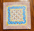 Vtg  Mackenzie Childs Tile Trivet  summer Frock  6  Square Cork Back Retired