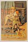 Antique 1865 Trade Card New Home Sewing Machine Greyhound Shriner Hat Girl Kitty