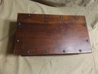 Primitive Antique Solid Walnut Sewing Box Thread Holes Sheep Pin Cushion 12x7x5 