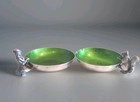 2 Vntg Reed Barton Green Enamel Leprechaun L192   Squirrel Nut candy Dishes 593