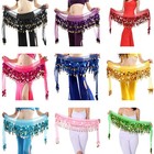 Belly Dance Hip Scarf With Bling Sequins Coins Skirt Wrap Costume For Women