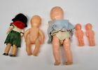 Vintage Celluloid Plastic Doll Lot Of 5 Blue Dress Ideal With Side Eye Small 50s