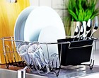 Kitchen Steel Over Sink Dish Drying Rack With Cutlery Holder Drainer Organizer