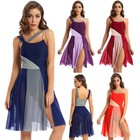 Women s Adult Mesh Overlay Ballet Dance Dress Sleeveless Lyrical Leotard Costume