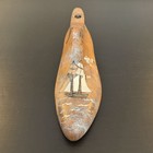 Antique Wooden Shoe Last Hand Painted Ship Folk Art Nautical Decor