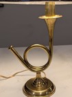 Vintage Brass Horn Bugle Electric Table Lamp With New Oval Shade