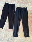 Lot Of 2 Pairs Of Boys Large  10-12  Black Athletic Pants Under Armour Ua