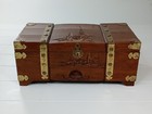 Large Antique Wood Carved Oriental Design Jewelry Chest Box Multiple Compartment