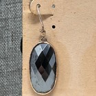 Vtg Signed Lori Bonn 925 Sterling Silver Hematite Long Oval Drop Earrings