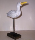 Old Egret Bird Hand Carved Wood Art Sculpture Statue Figurine Vintage Antique Vg