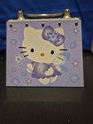 2002 Sanrio Hello Kitty Metal Tin Purse Purple Blue Stars Snowflakes Fairy Wings