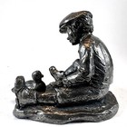 Michael Ricker Pewter  boy Feeding Duck  Signed   2 5    Tall  Figure