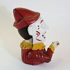 Vintage Cast Iron Creepy Clown Joker Mechanical Coin Bank 7  Tall Works 