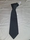 Tiethe Men s Gray Blue Geometric Woven Pointed Tie Necktie W  Logo Accent