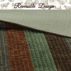 New Reversible Quilt Bedding Set 3pcs Velvet Striped Brown Sage