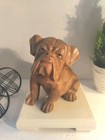 Handmade Wooden   mango suar  Wood  Detailed Bulldog Sculpture  Heavy solid euc 
