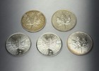 5x 1oz Privy Canadian Maple Leaf  9999 Fine Silver 5 Dollars-years