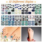  264 Pieces 12 Sheets Toe Nail Stickers Self Adhesive Full Minimalist Style