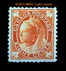  mint Nh  Canada Scott  72 Queen Victoria 1897 Leaf Issue 8 Cents Orange