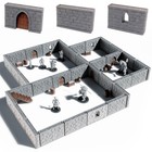 Modular Dungeon Walls Terrain Set - 48 Piece Tabletop Scenery For Rpgs   D d