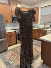 Elegant Brown Gold Sequin Formal Gown With Dramatic Ruffle Sleeves Evening Dress
