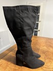 New Lane Bryant Women   s 9 Ew Black Wide Calf Knee High Boots Block Heel Zip Up